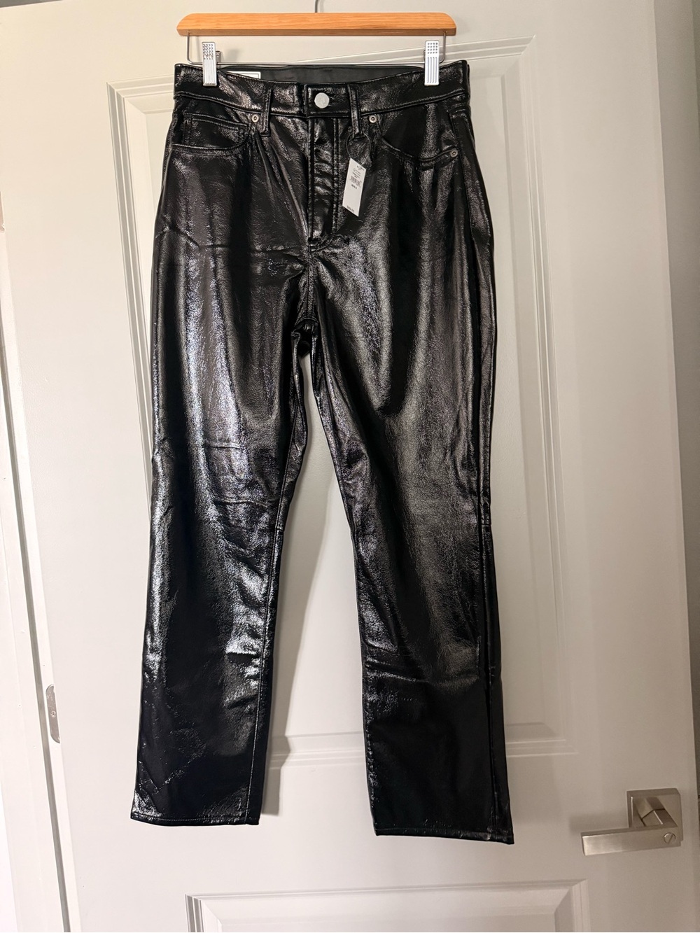 GAP Black Glossy Faux Leather High-Rise Pants